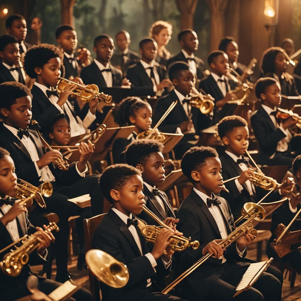 Children's Orchestra in Golden Hour Lighting