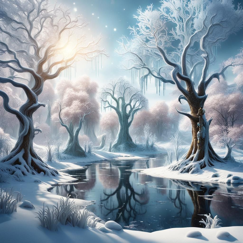 Surreal Winter Wonderland in Opulent Ice Sculptures