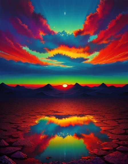 Gemstone Sunrise Surrealism Eclectic Art