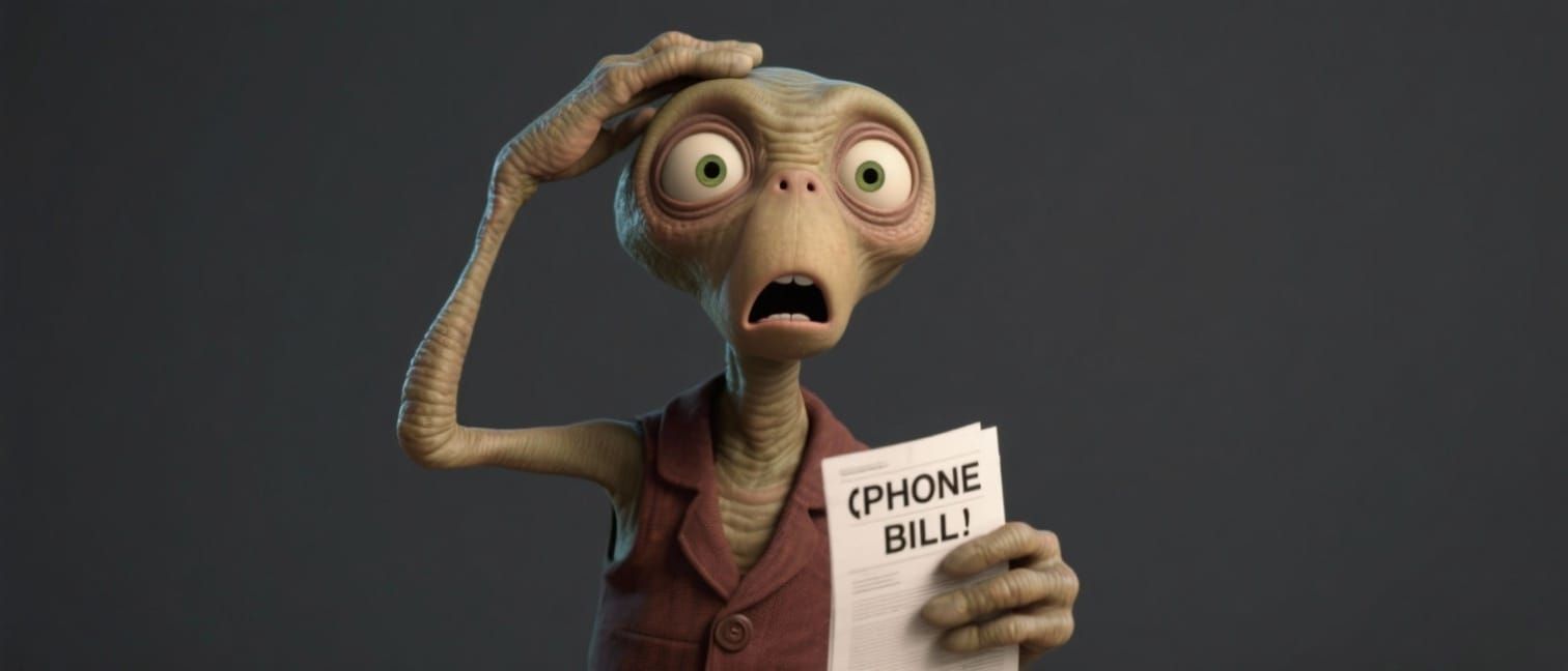 E.T. Shocked by Phone Bill in 3D Model