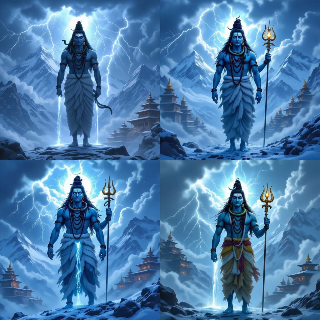 Lord Shiva on Mount Kailash in Digital Painting
