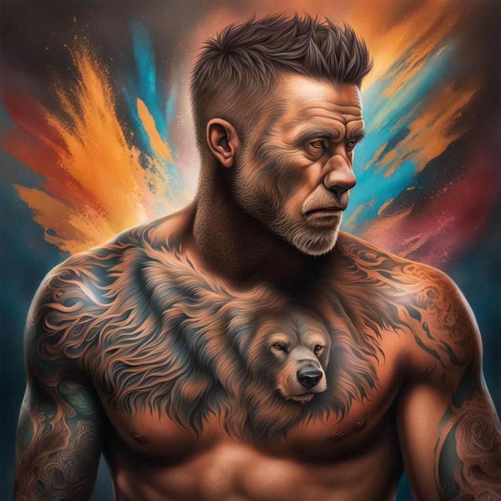 Hyperrealistic Grizzly Bear Tattoo Art