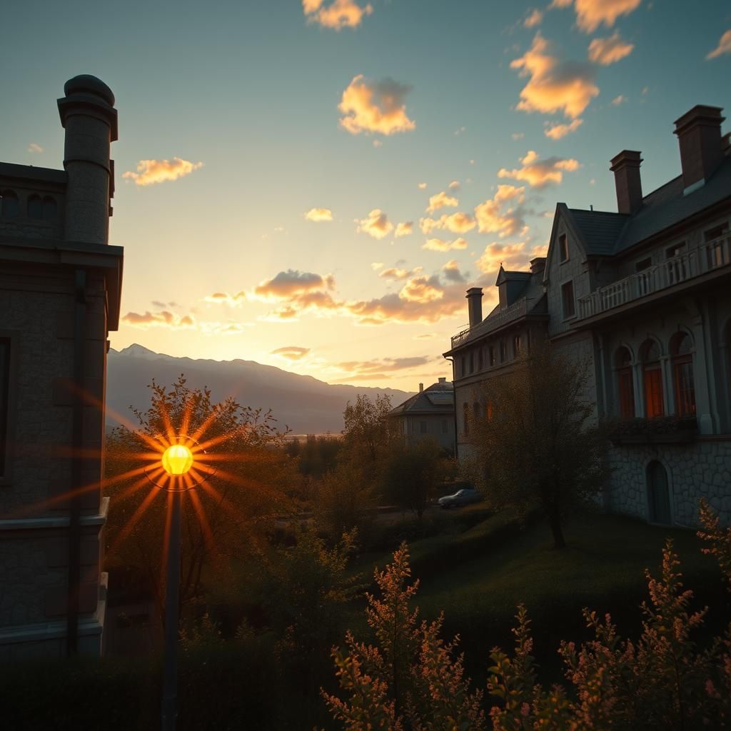 Golden Hour in Klimt-Monet Impressionist Style