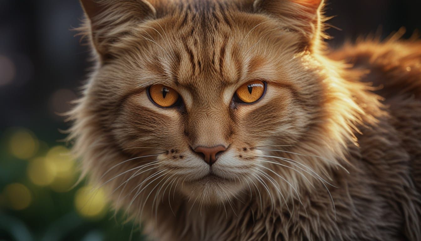 Macro Warrior Cat with Intense Gaze