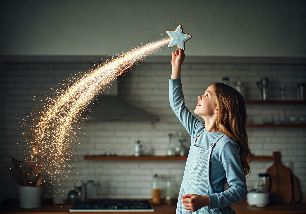 Girl Wishes on Magical Star Cookie Streaking Across Ceiling