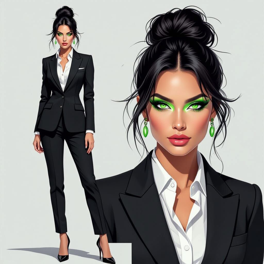 Dominant Woman with Piercing Eyes in Futuristic Style
