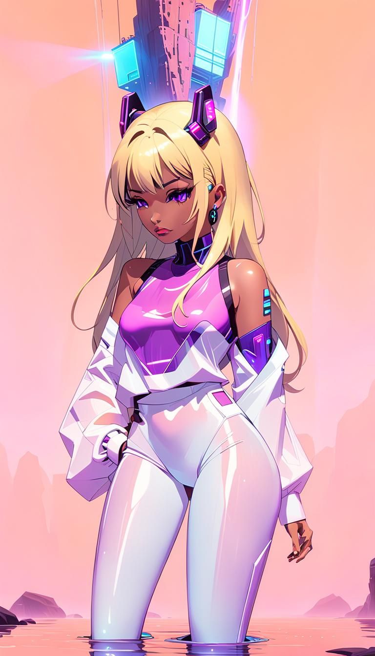 Futuristic Cliffside House in Cyberpunk Neon Noir