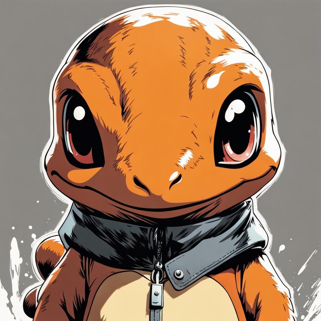 Cottagecore Charmander Mugshot: Manga Concept Art