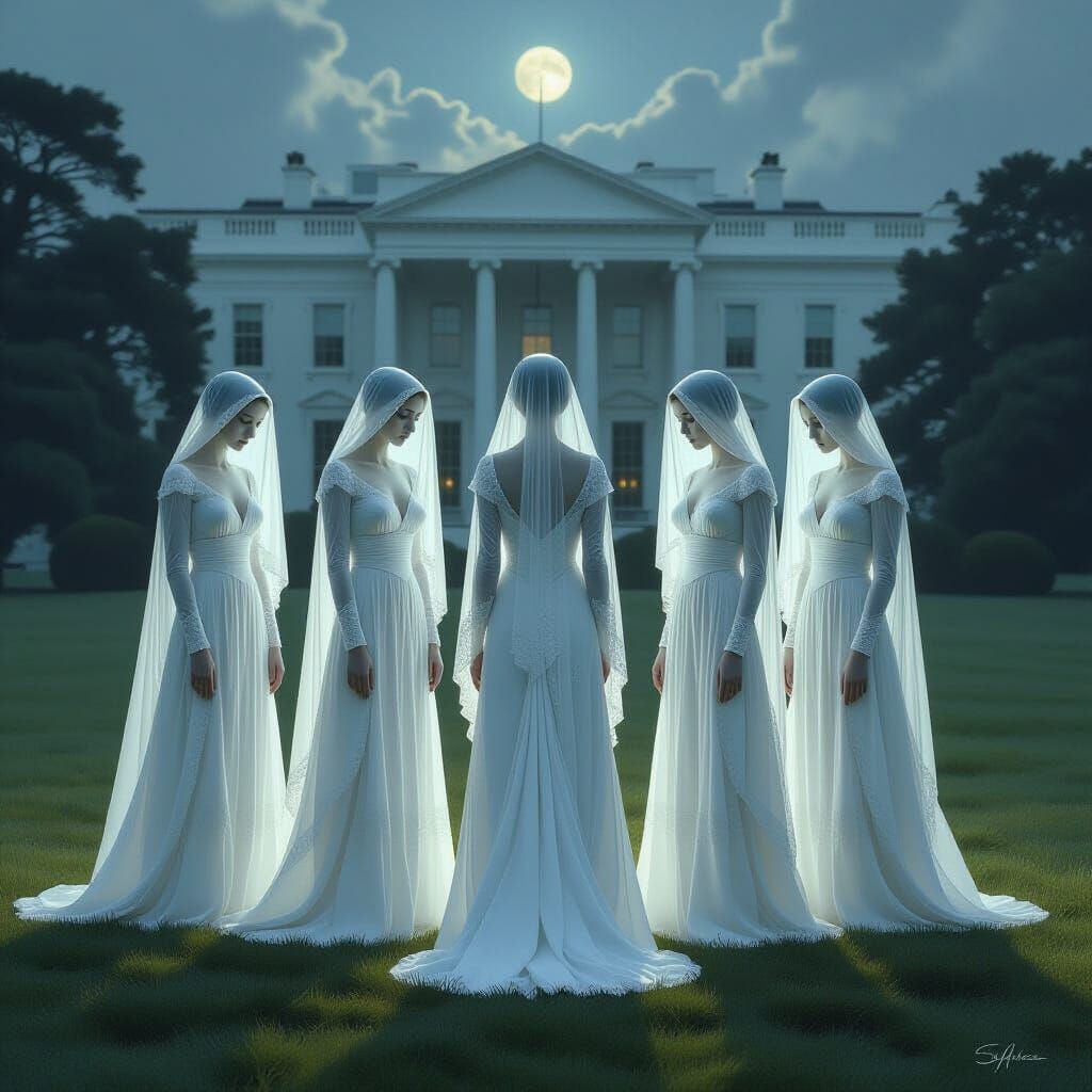 Ghostly First Ladies Weep on White House Lawn