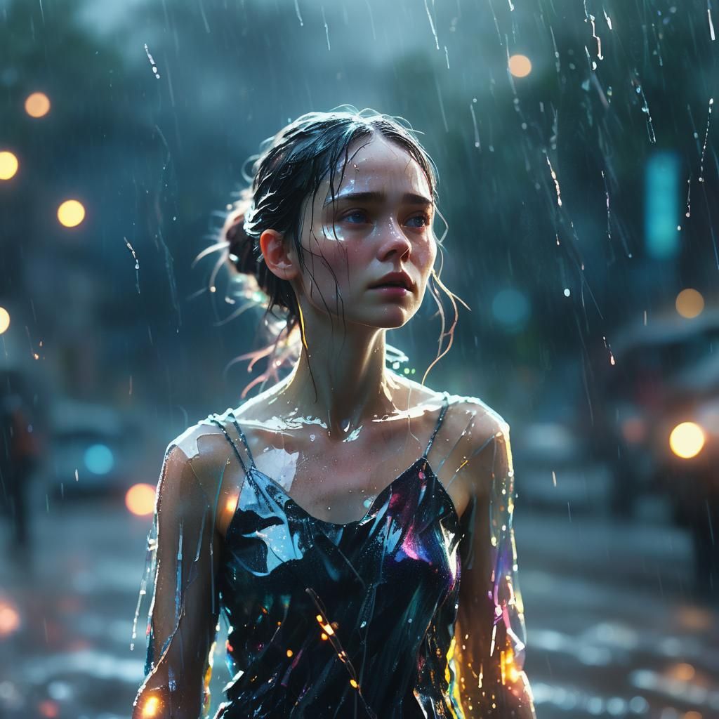 Glass Figure in Storm, Dark Fantasy Concept Art