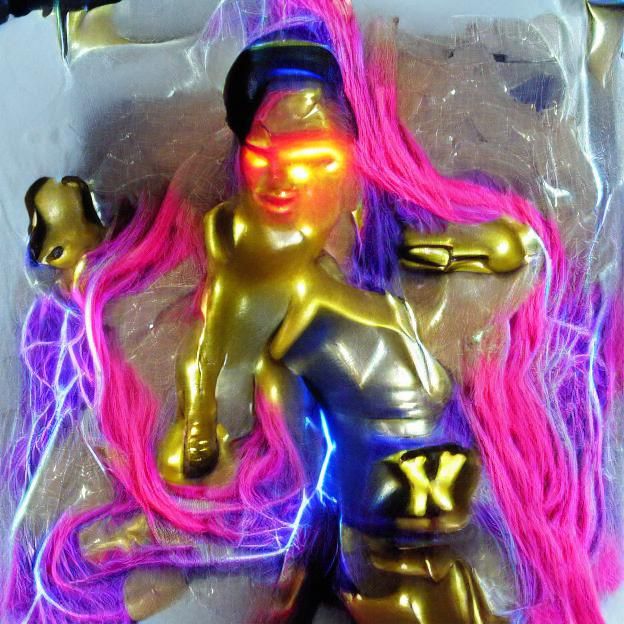 Neon Psylocke Portrait in Cyberpunk Style