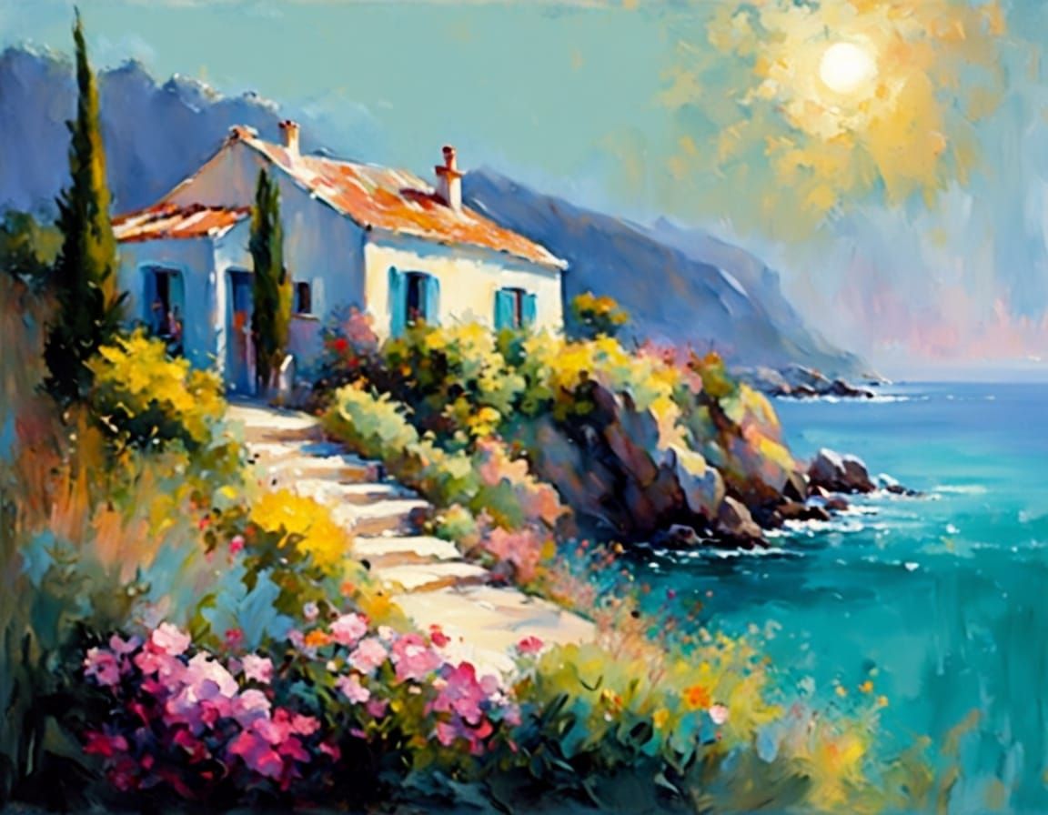 Impressionist Country House on Mediterranean Hillside