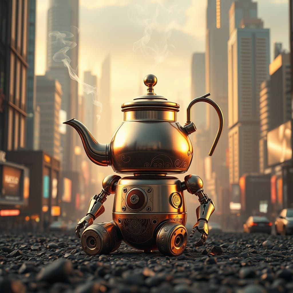 Innovative Robot Illuminates Futuristic Metropolis