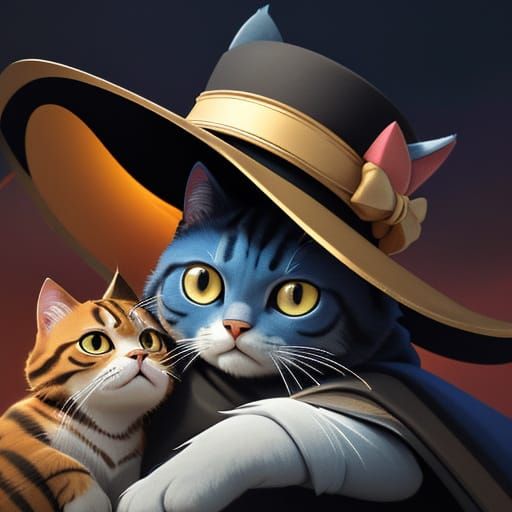 Hyperrealistic Cats Through Generations in Oil Painting