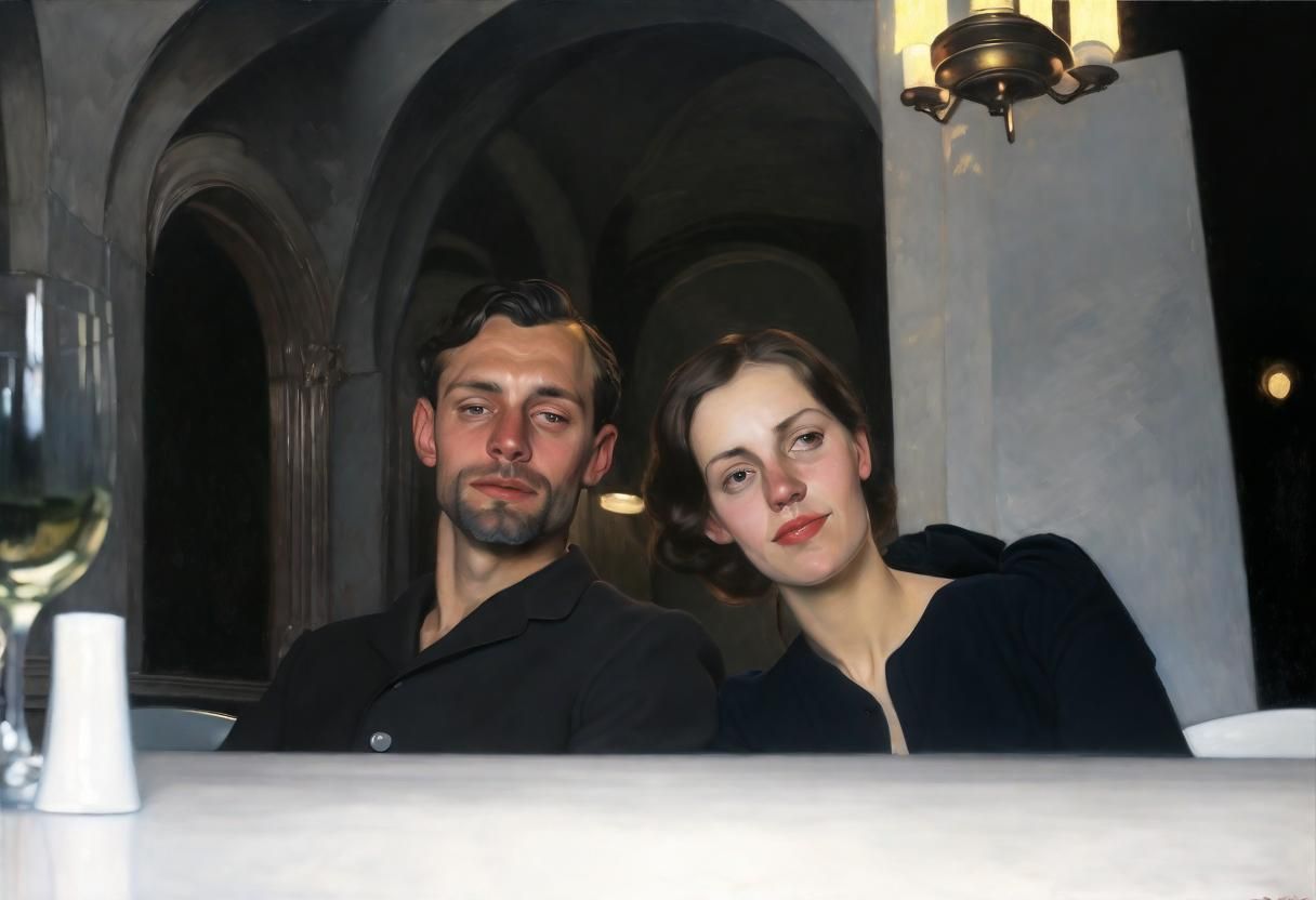 Couple in love at the table