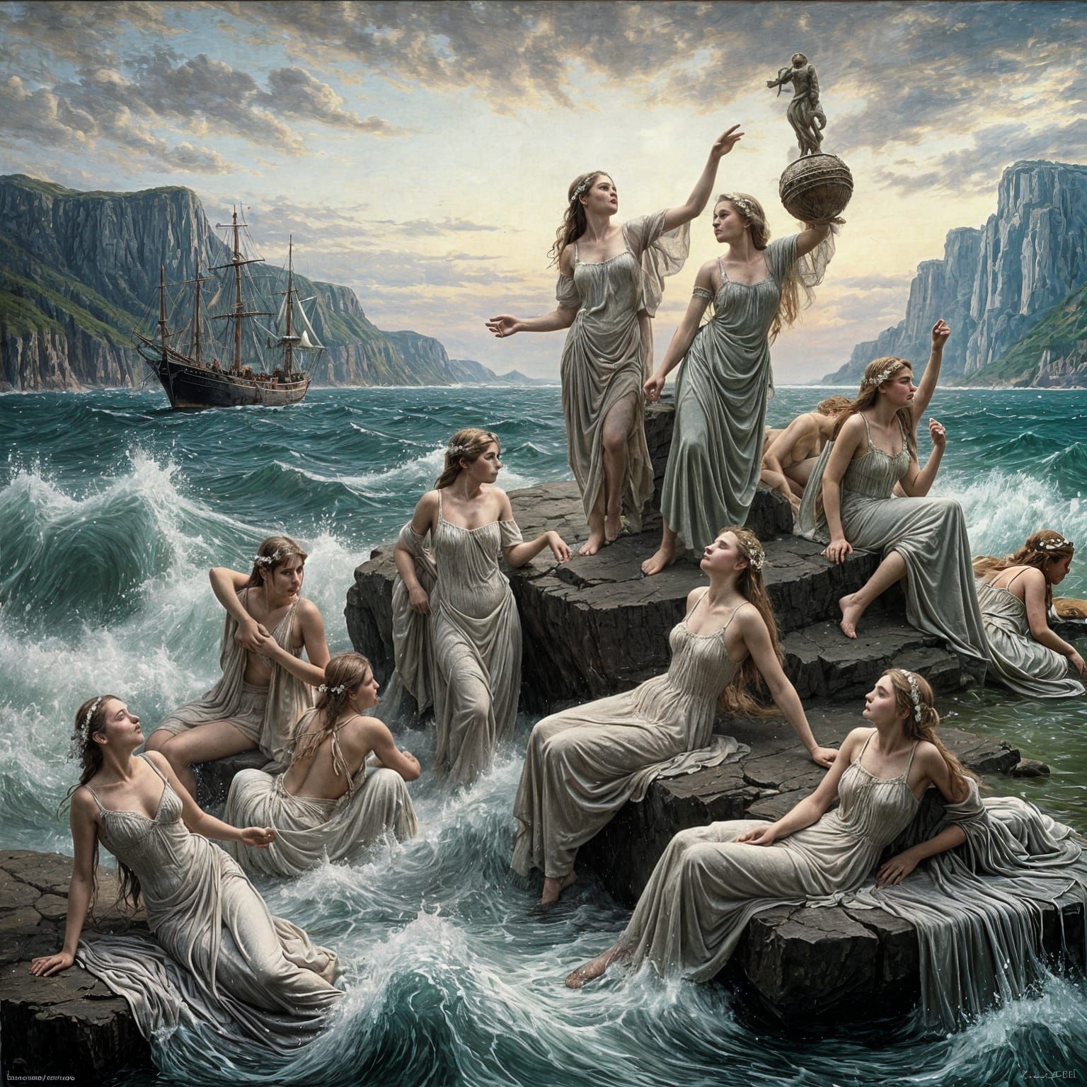 Sirens by the Sea in Academic Style