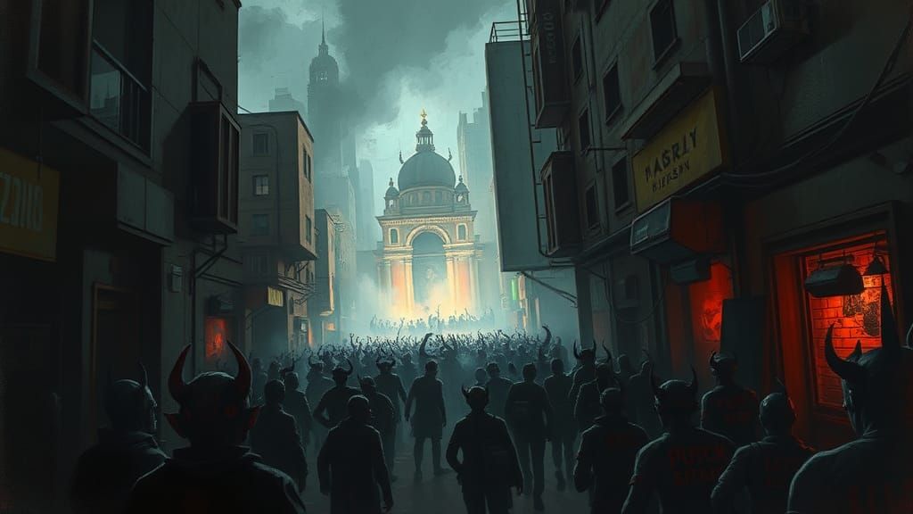 Dystopian Concert: Mosh Pit in Dark Alleyway