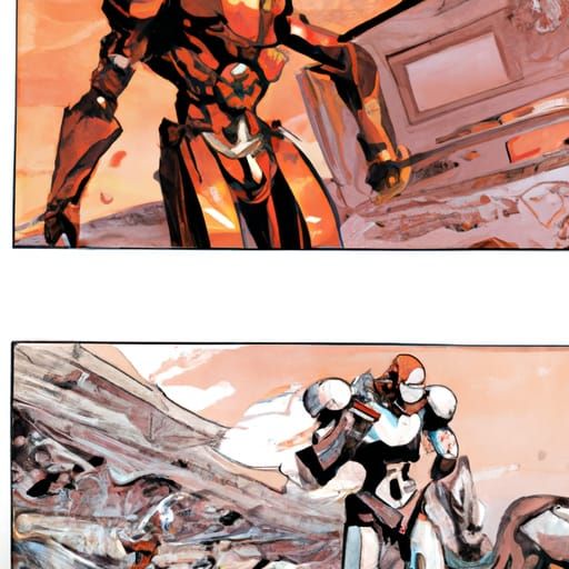 Robot War Comic Book Illustration