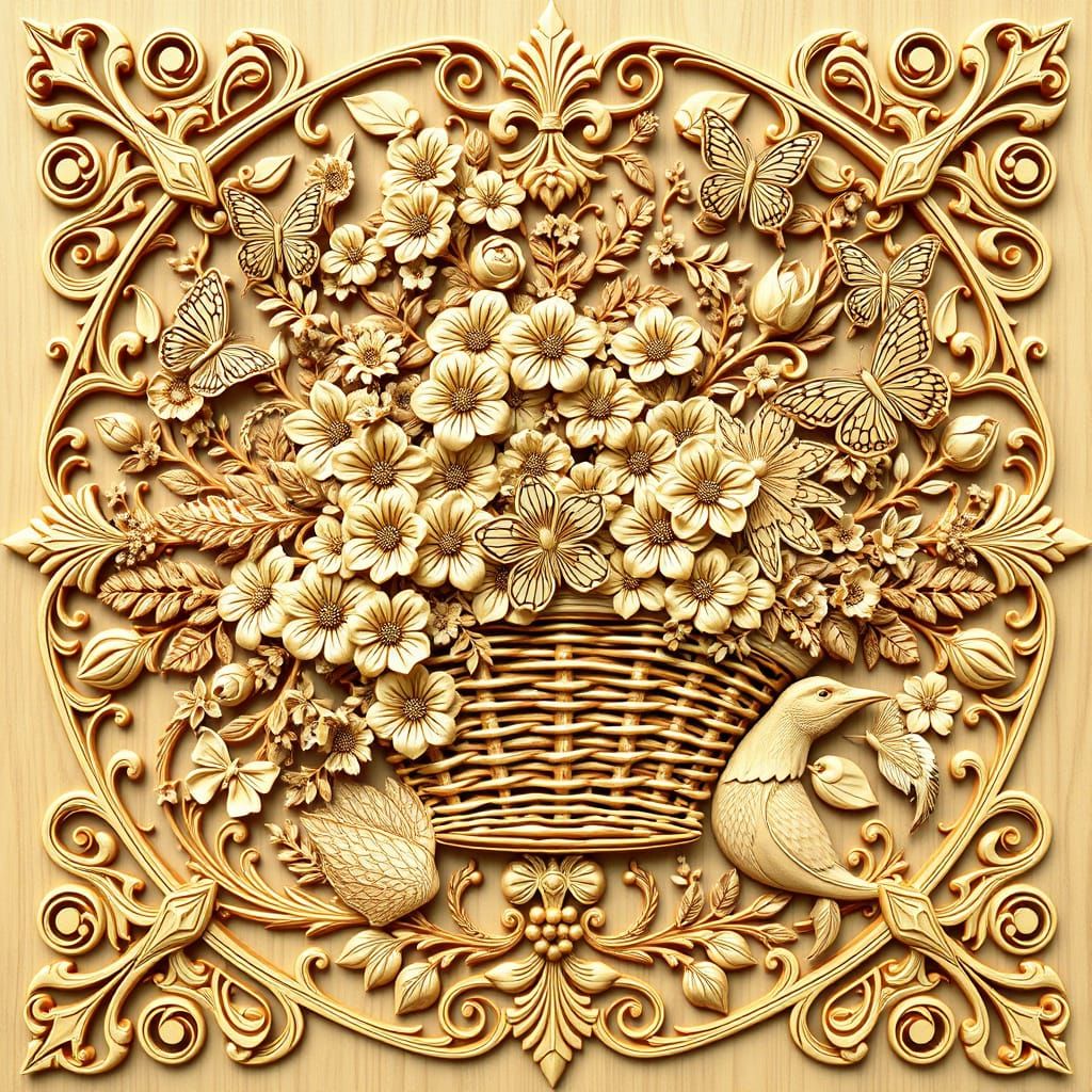 Elegant Baroque Ornament in Golden Wooden Style