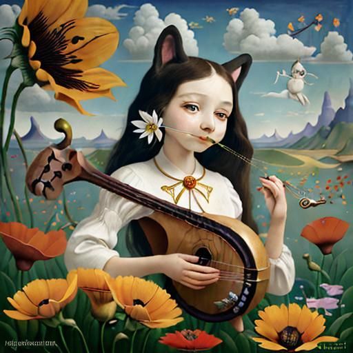 Dreamlike Utopia: Surrealist Anthropomorphic Flowers in Oil