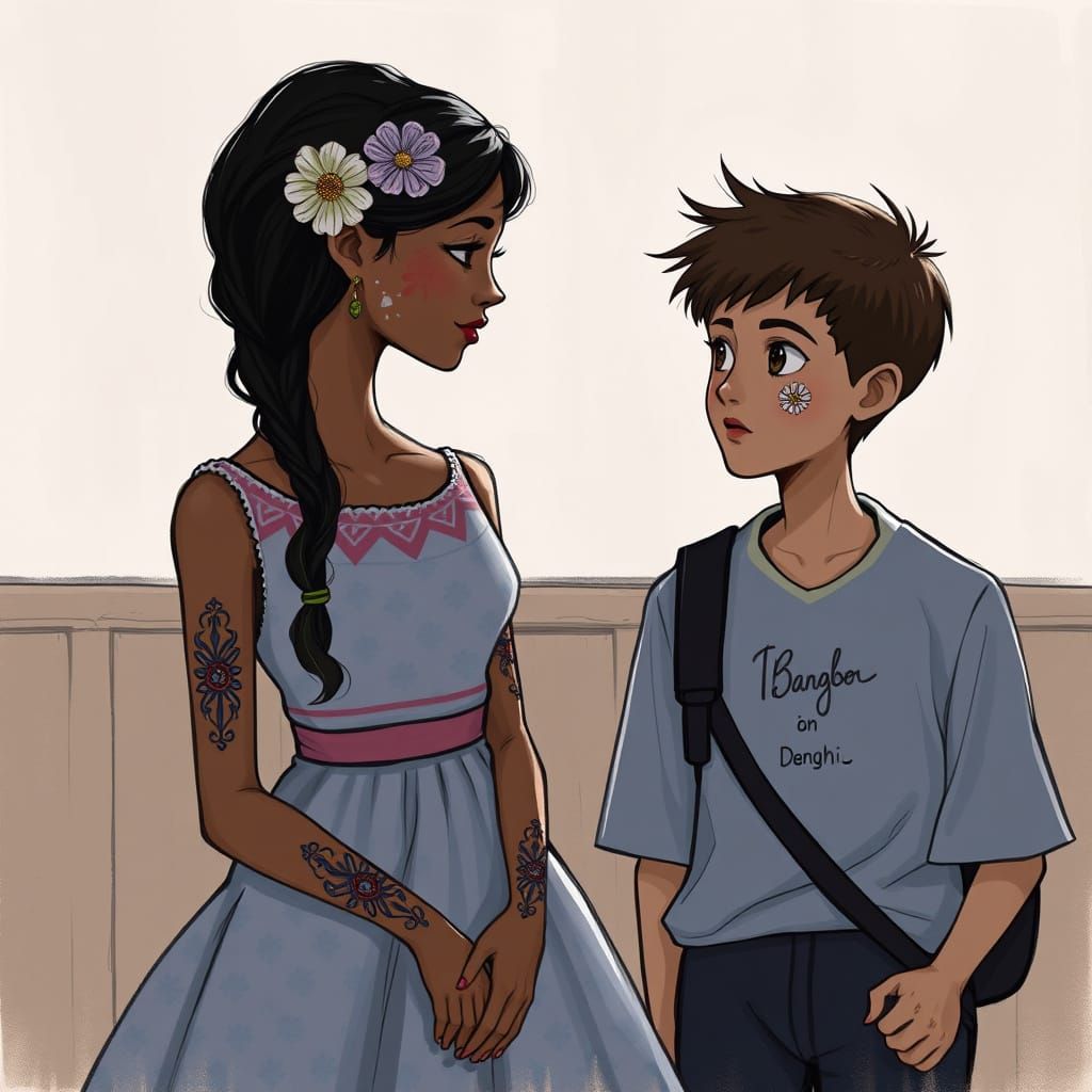 Intrigued Student Observes New Classmate