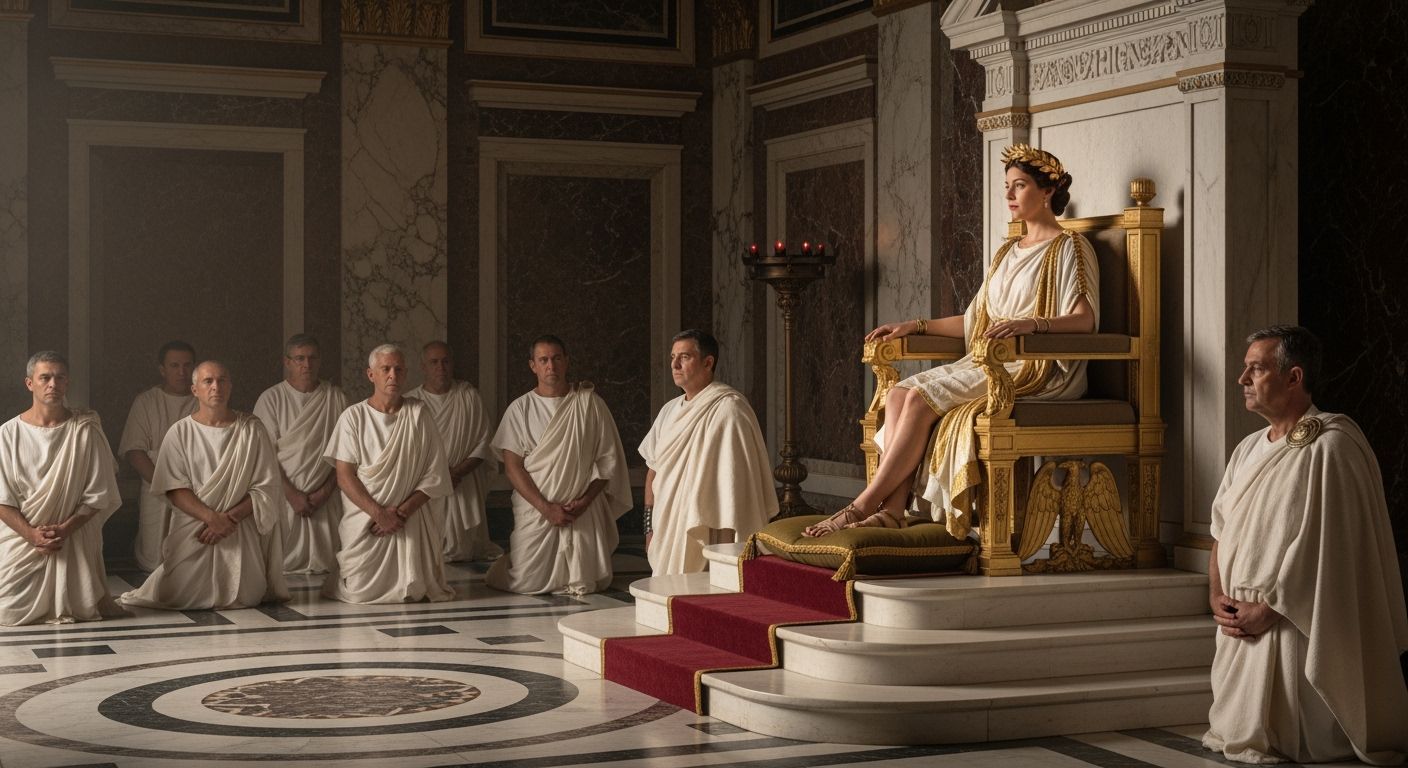 Empress Messalina on Gold Throne in Roman Palace