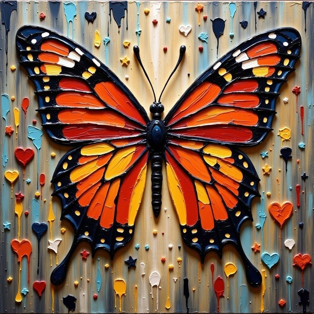 Butterfly Heart with Flowing Texture