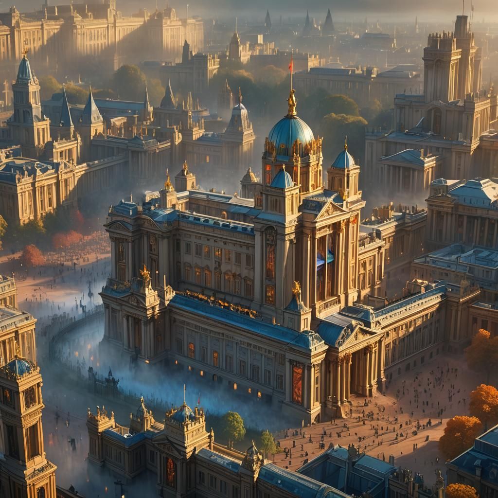 Buckingham Palace in a Vibrant Fantasy World