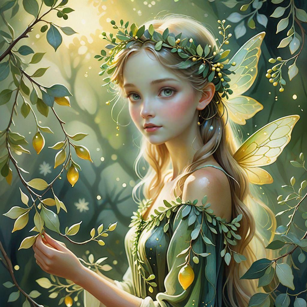 Mistletoe Fairy in Whimsical Illustration
