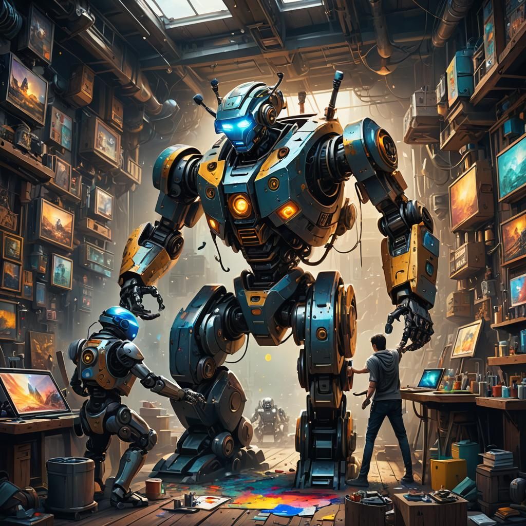 Robot and Artist Crafting Together: Digital Matte Painting