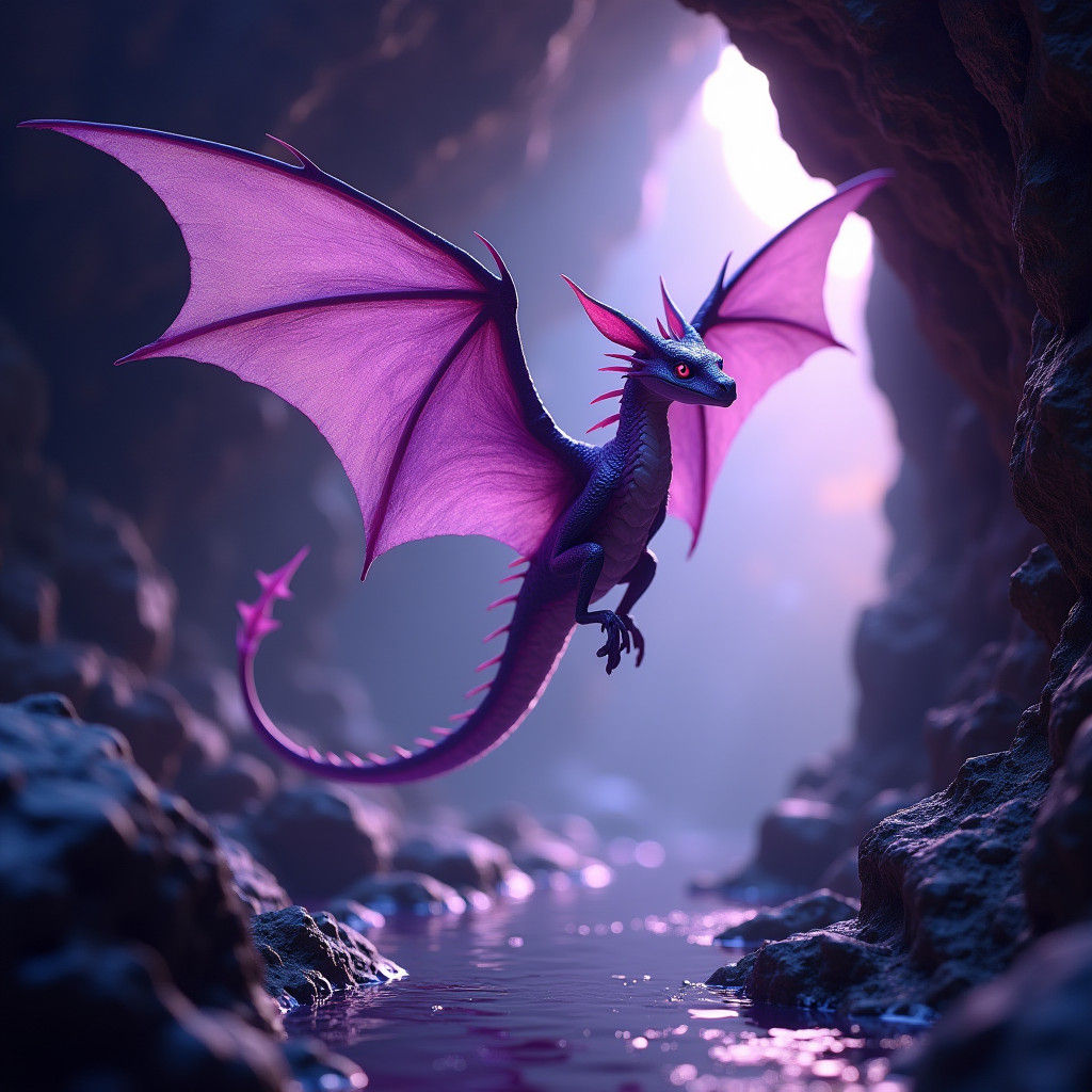 Amethyst Dragon Sprite in a Cave