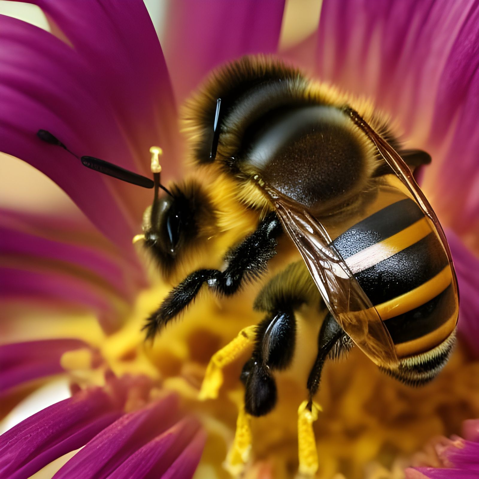 Hyperrealistic Queen Bee in Hive, 4K Resolution