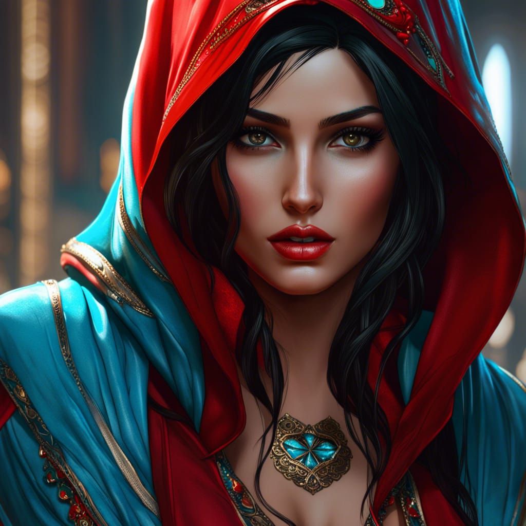 Beautiful Syrian Girl Portrait in Splash Art Style