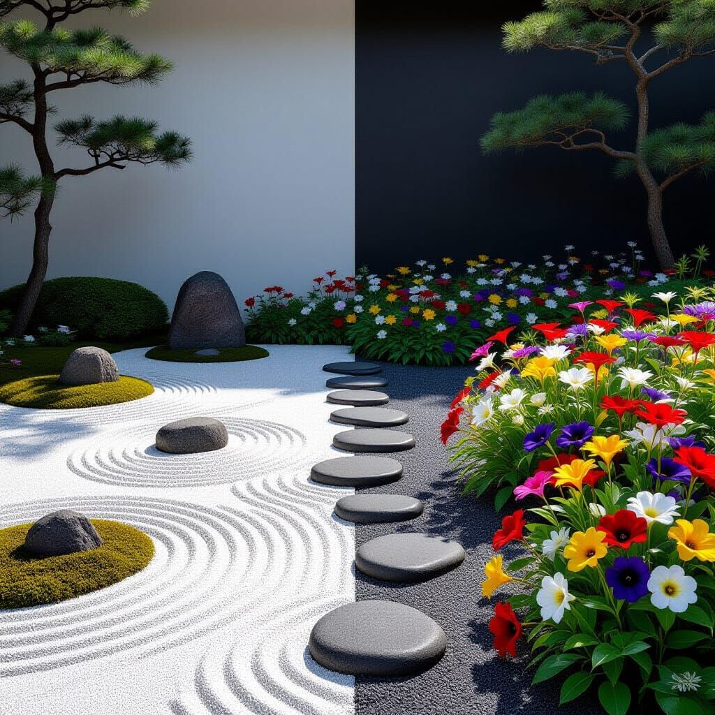 Contrasting Zen Garden: Order and Chaos