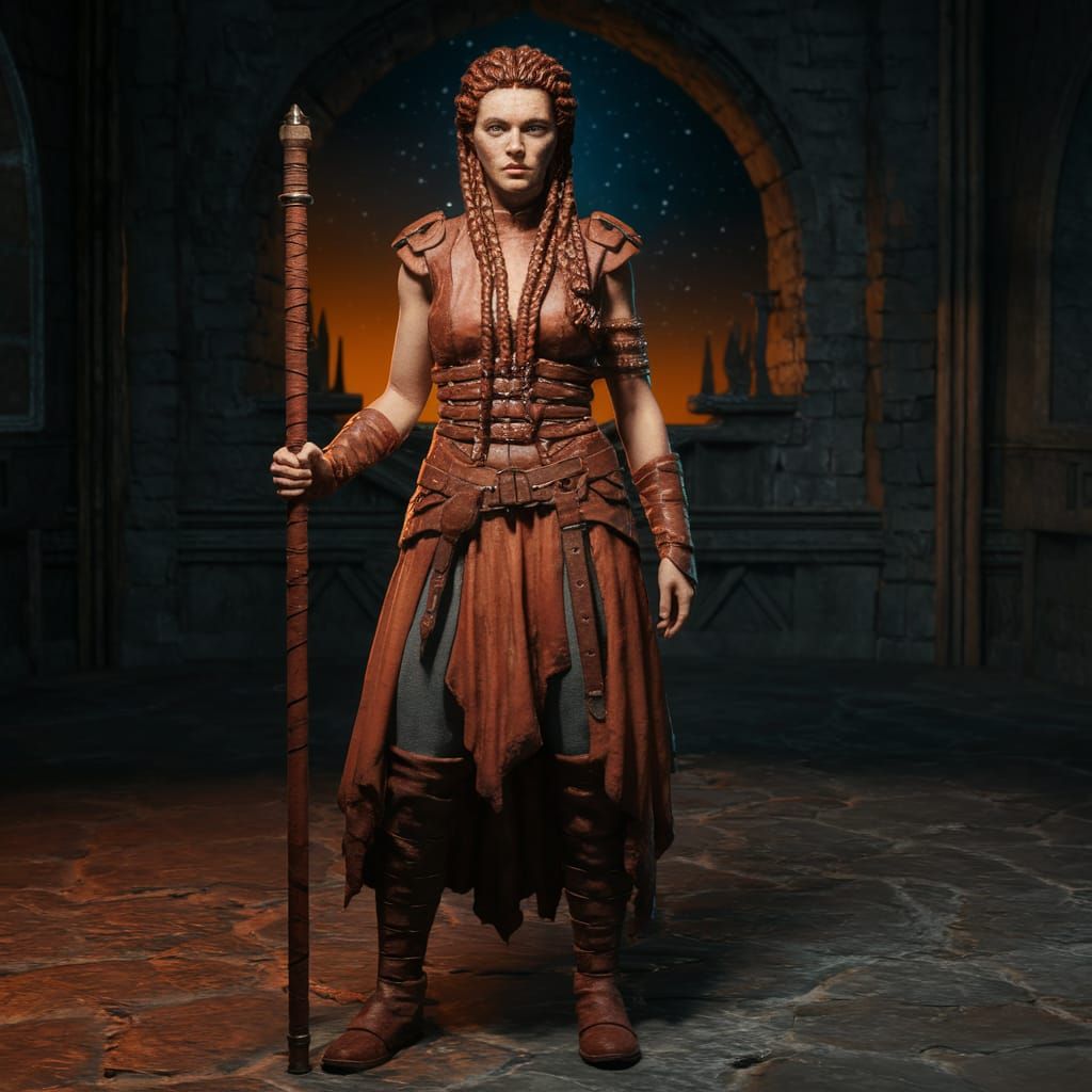 Ancient Rusty Warrior Princess Under Moonlight