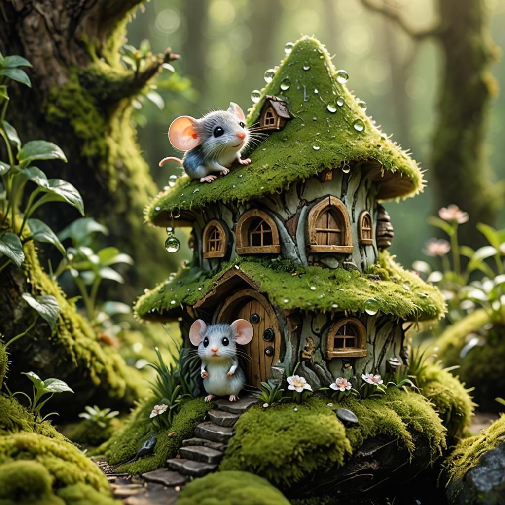 Macro Photo of a Tiny Fairytale Mouse Kingdom