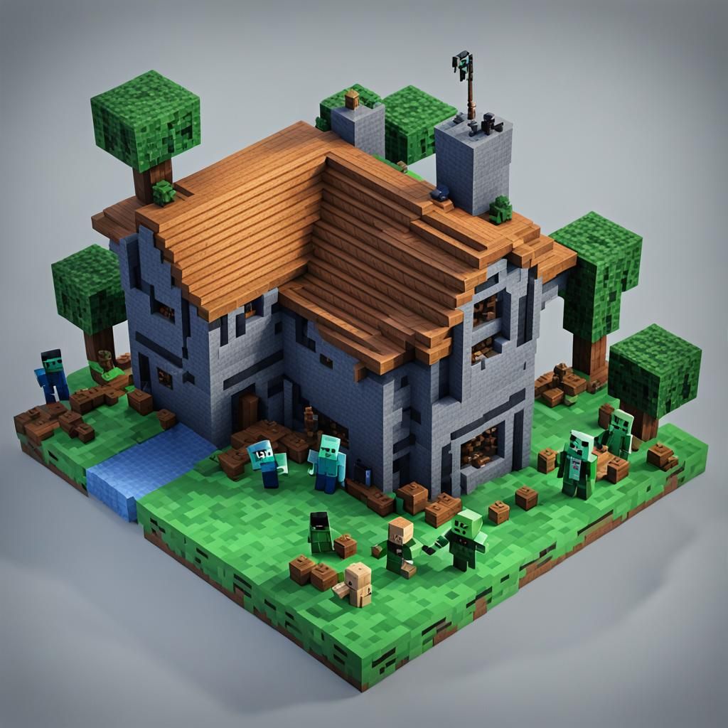 Minecraft House Surrounded by Monsters, Sinister Style