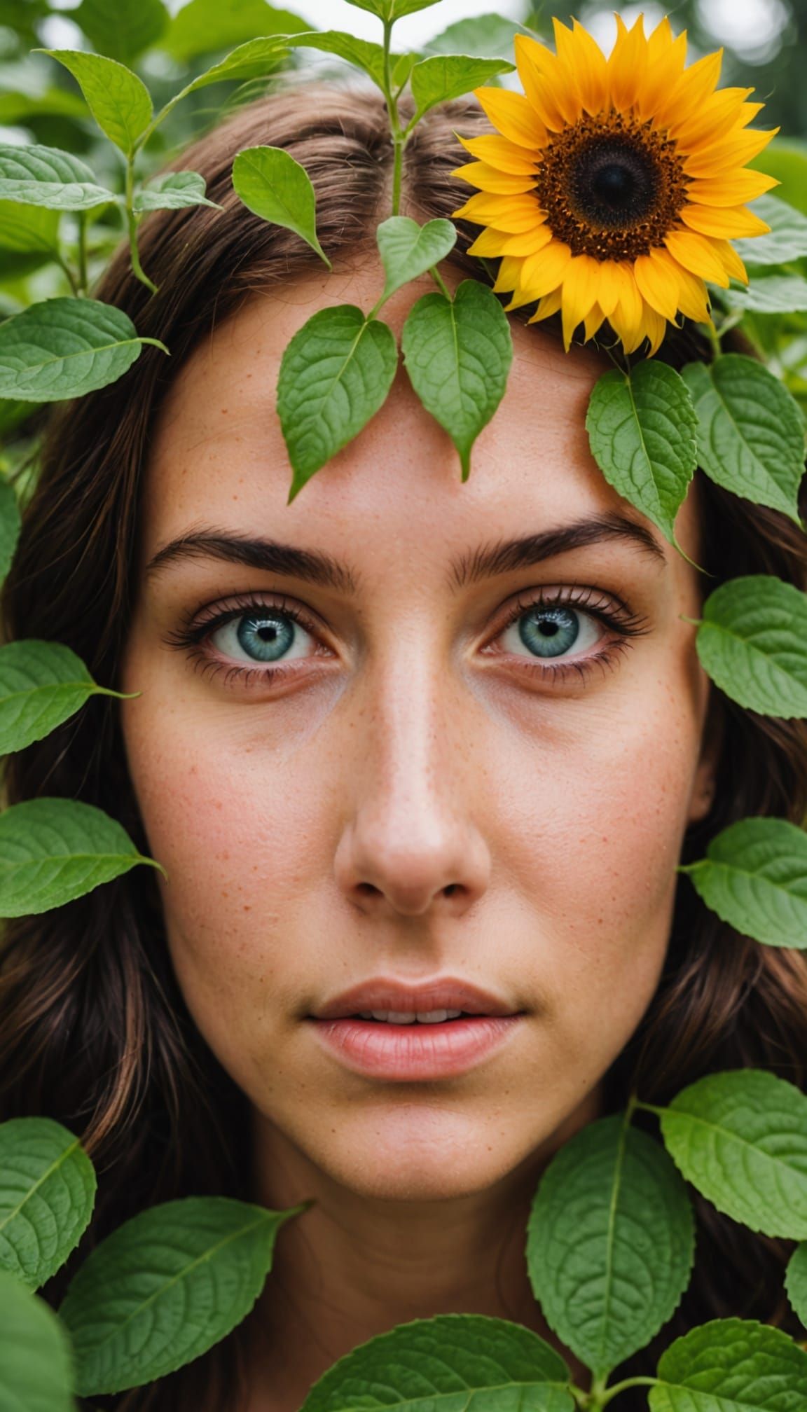 Woman's Eyes Feature Plants Gazing at the Sun