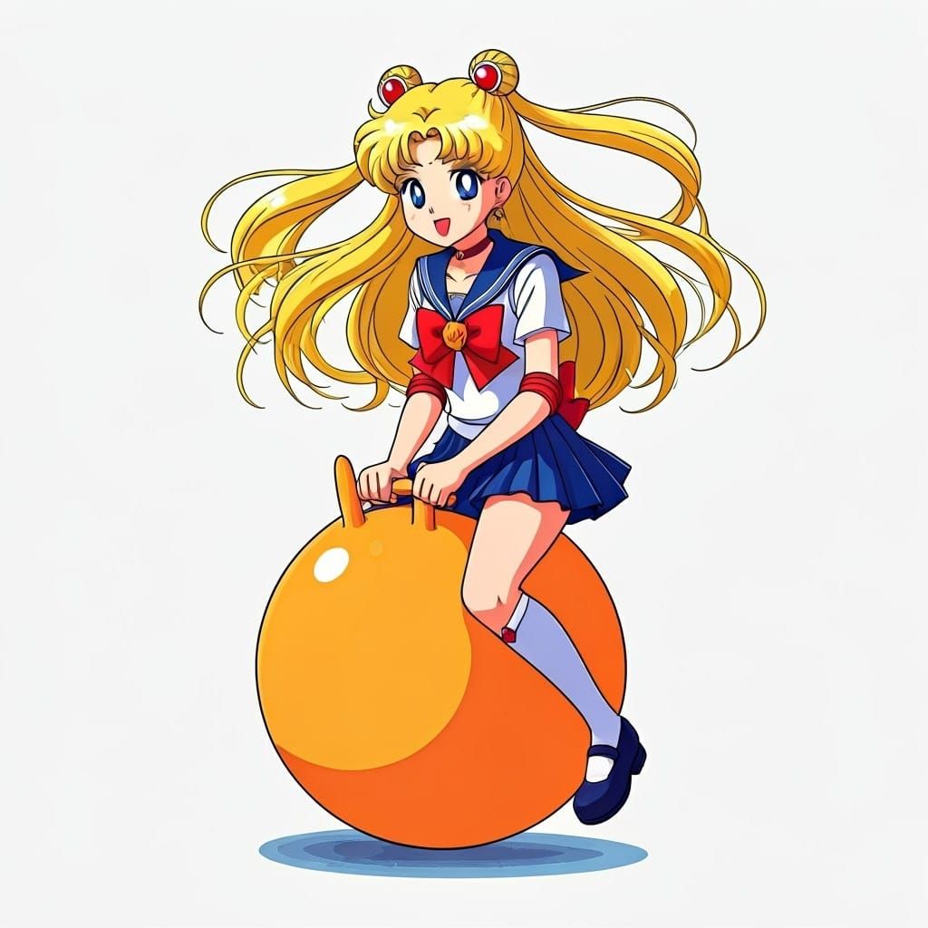 Magical Girl Minako Aino on Vibrant Orange Hopper Ball