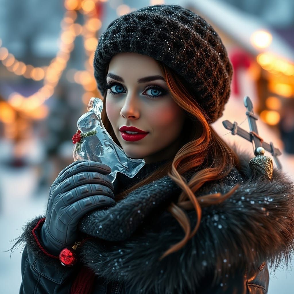 Hyperrealistic Ice Goddess in Latex, a Christmas Marvel