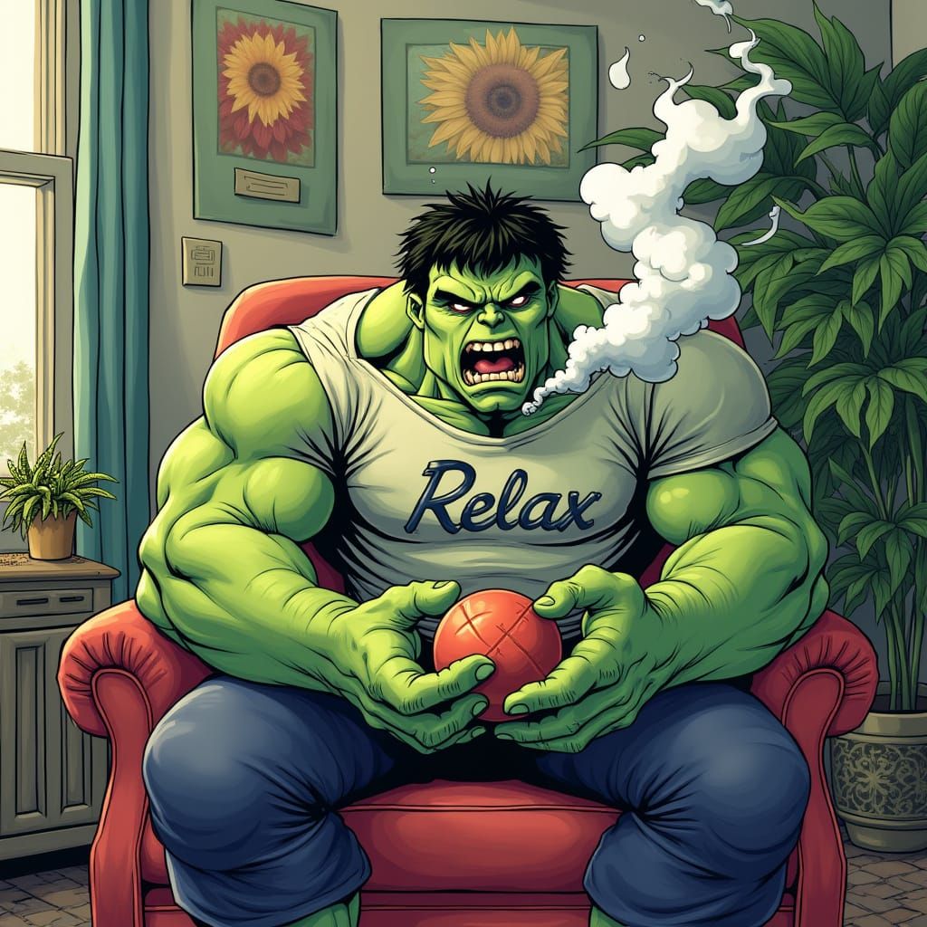 Hulk Finds Inner Peace in 90s Comic Book Style
