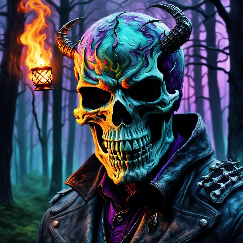 Ghost Rider in Dark Fantasy Oil Painting