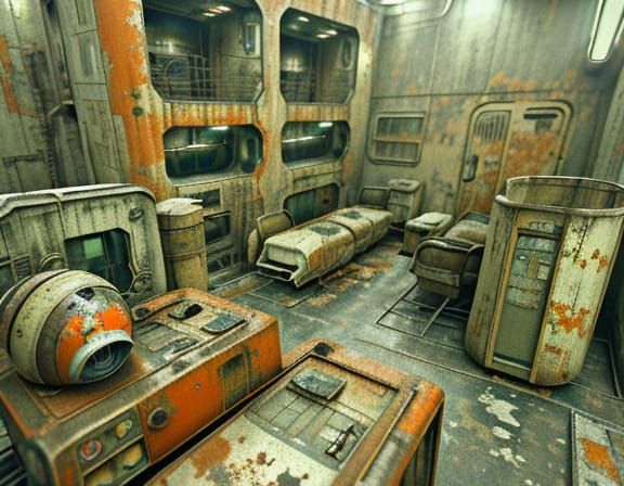 Gritty Retro Medical Center in Dull Orange and Off-White