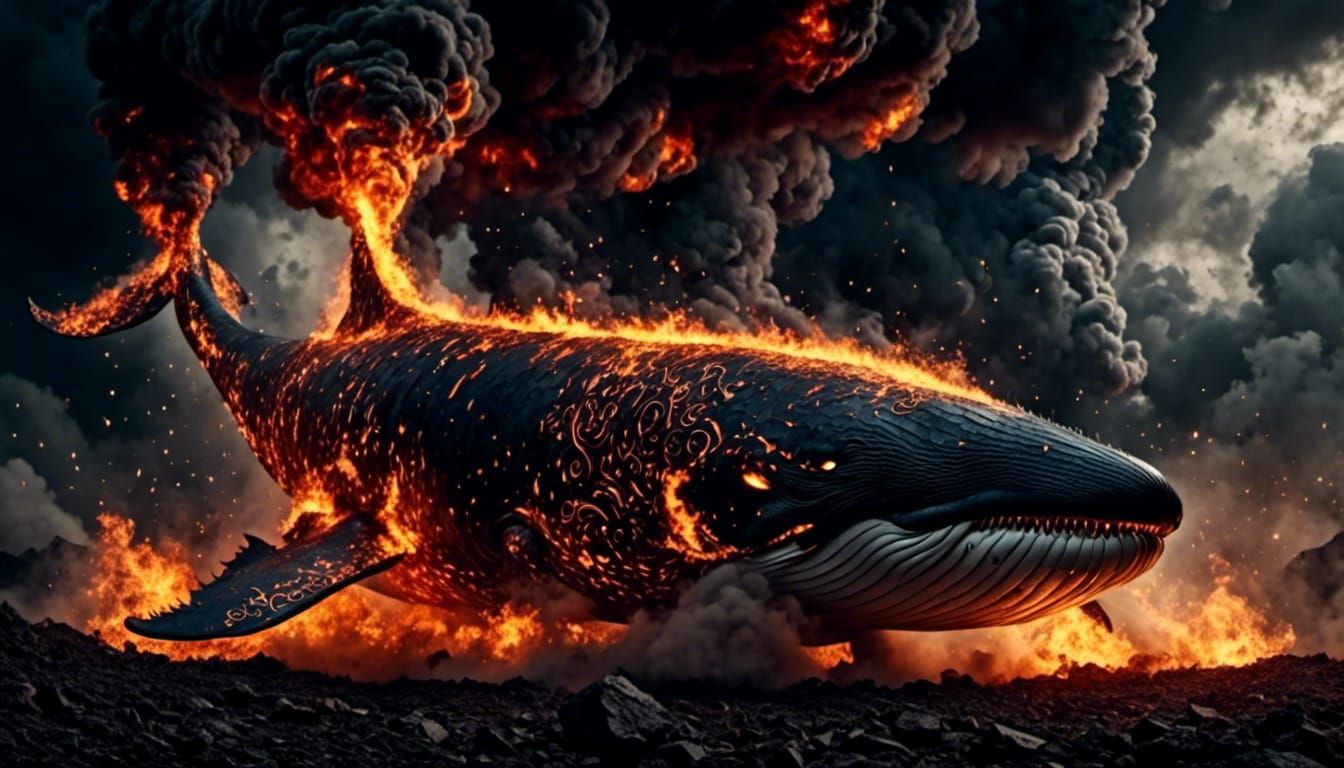 Fire Cloud Whale with Norse Runes
