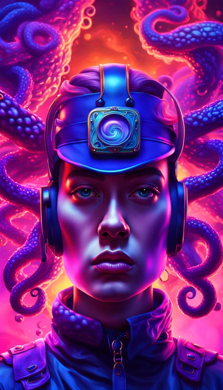 Surreal Tentacled Figure in Oil Painting Style