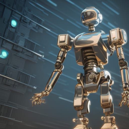 Intricate Robot Mech in Futuristic Sci-Fi Landscape