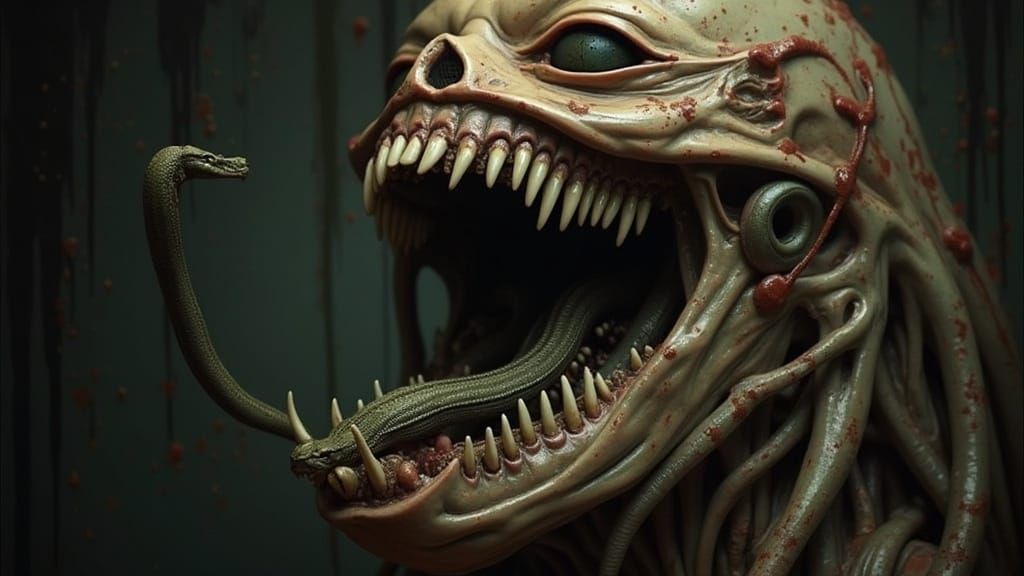 Demonic Snake Woman in Gothic Biomechanical Style