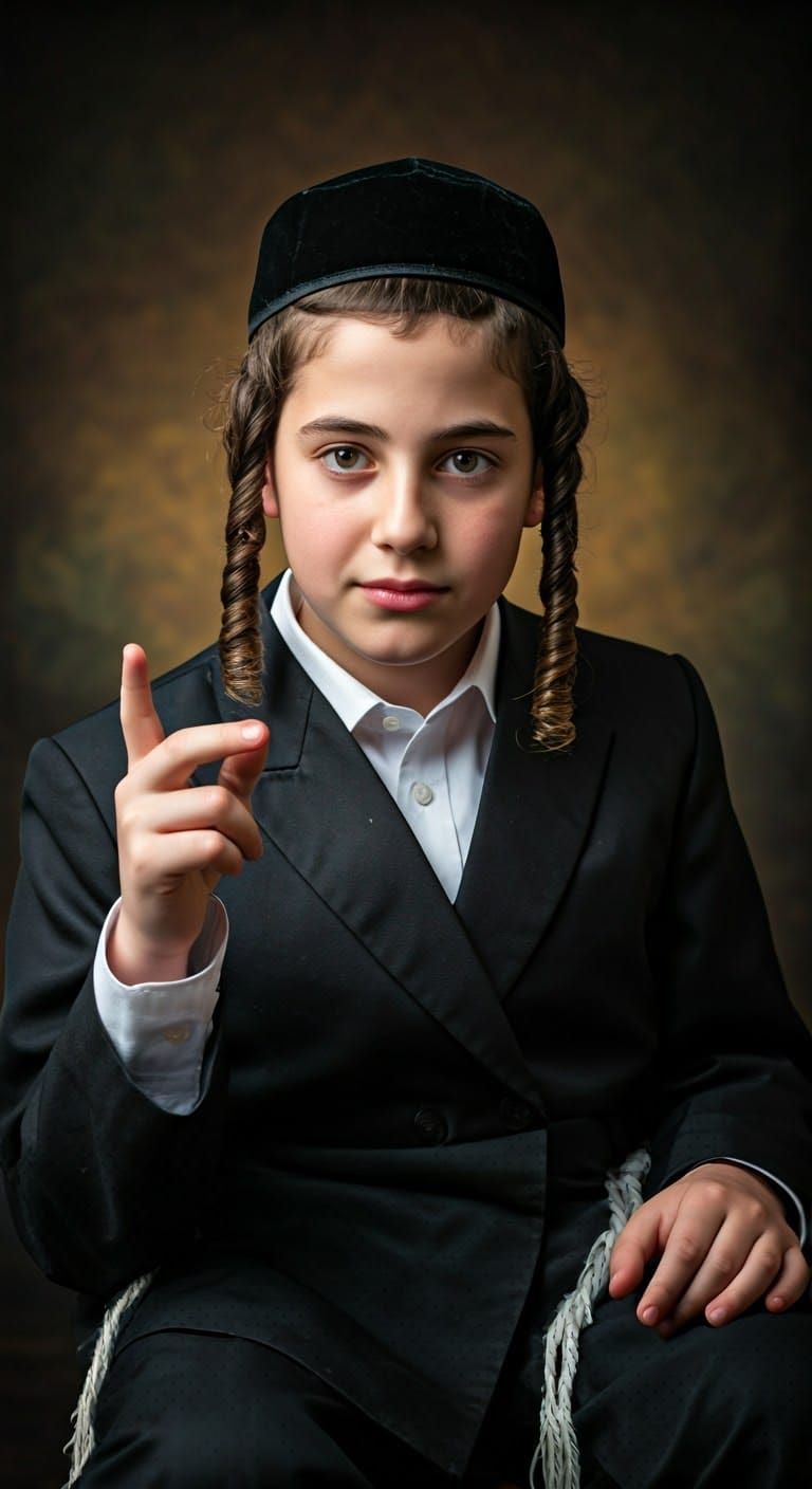 Haredi Jewish Boy in Traditional Attire
