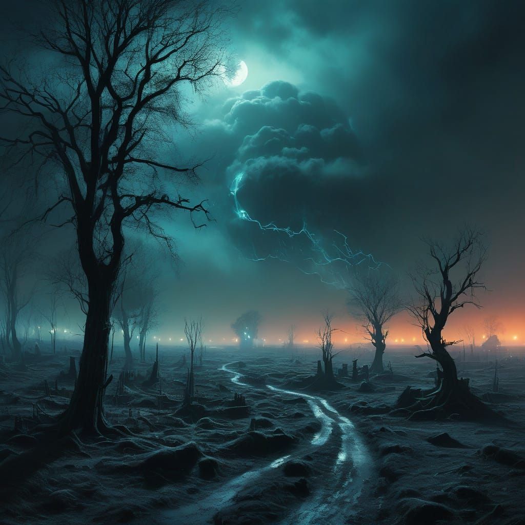 Ethereal Entity in Dreamlike Landscape