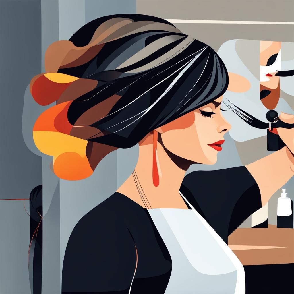 Modern Hairdresser in Salon with Abstract Art Style